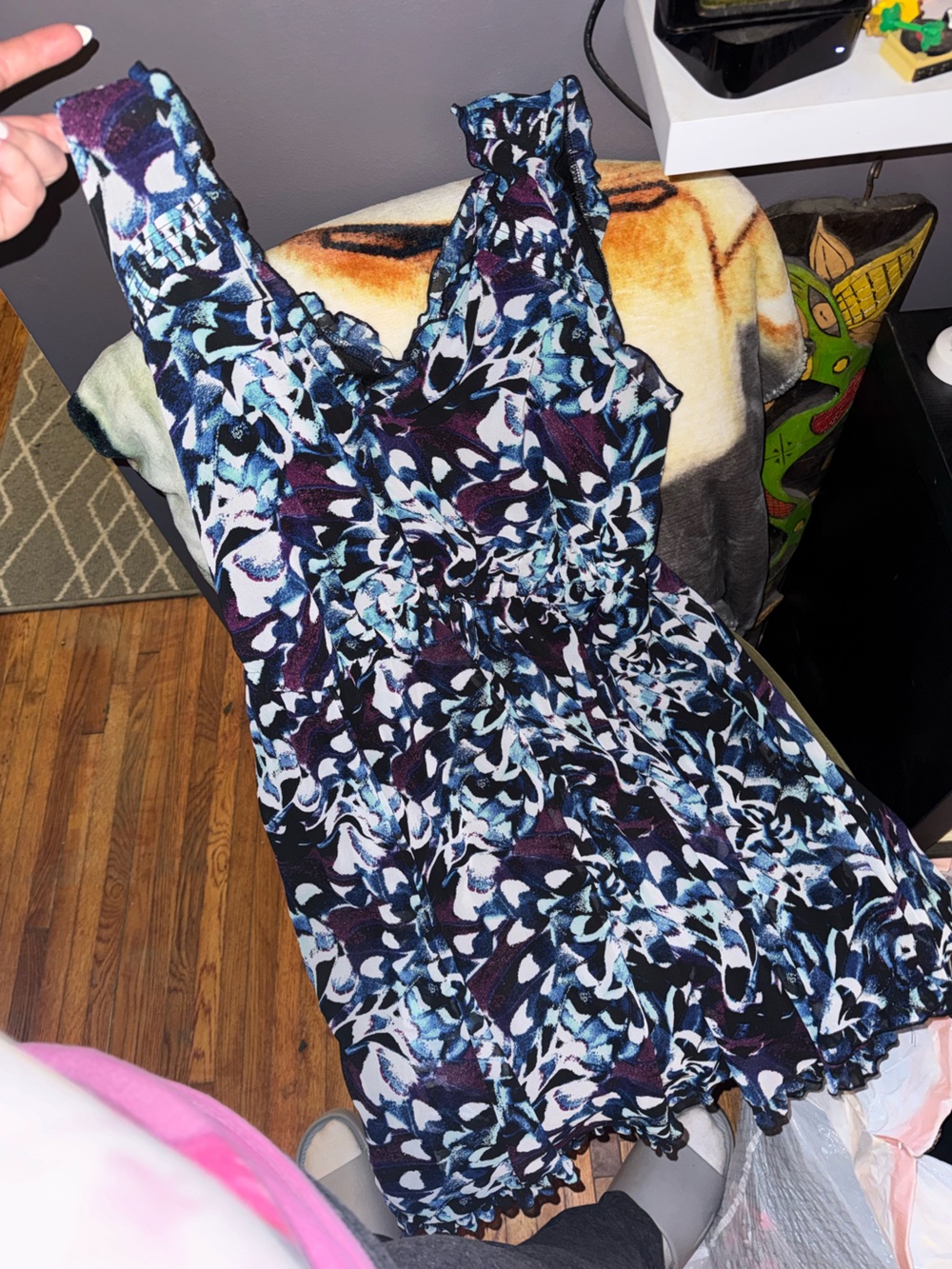Purple, white and blue dress
